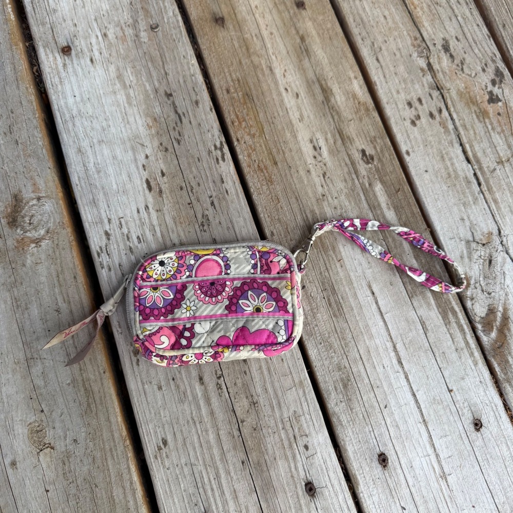 Vera Bradley Paisley Meets Plaid Tech Case/ Coin Purse Bag Pink Purple Cotton